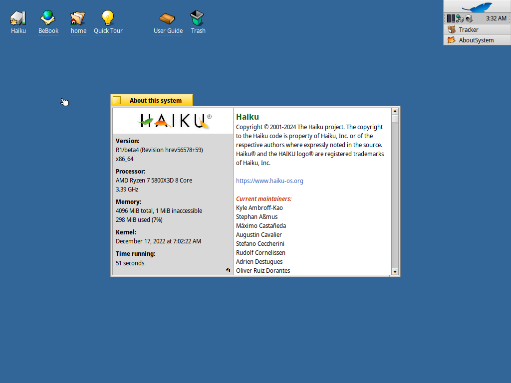 Haiku Beta 4 About
