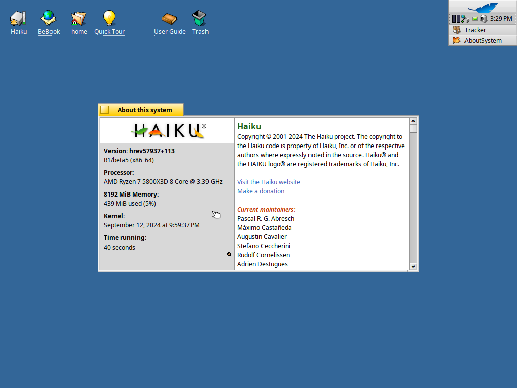 Haiku Beta 5 About
