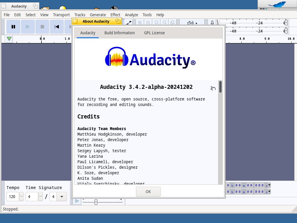 Haiku Beta 5 Audacity