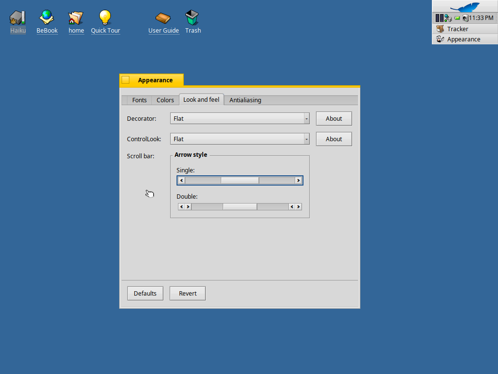 Haiku Beta 5 Flat theme