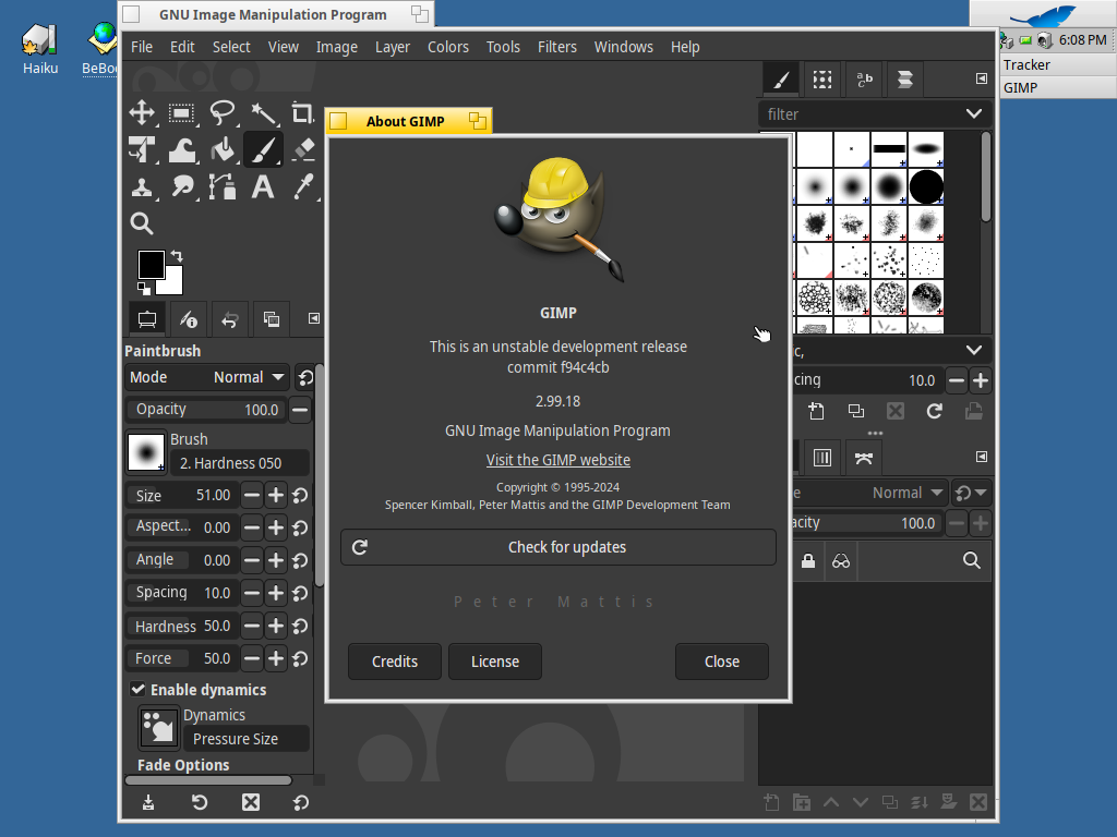 Haiku Beta 5 GIMP