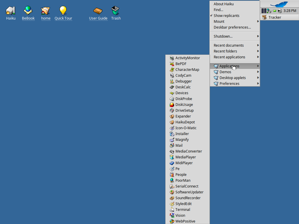 Haiku Beta 5 Menu