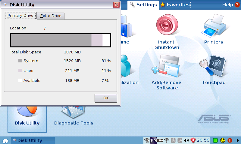 EEE PC Disk utility