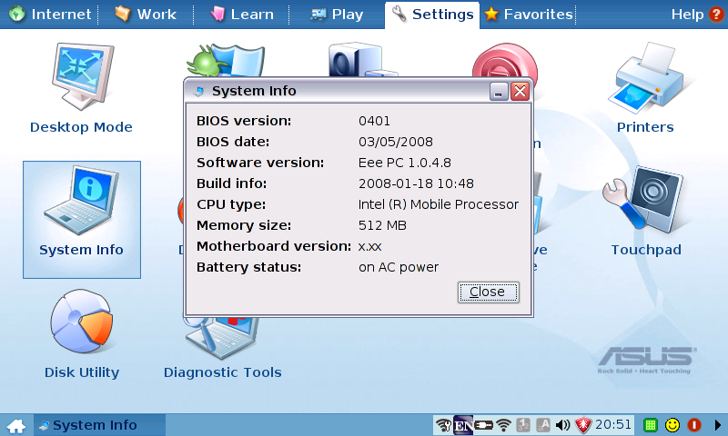 EEE PC System Info