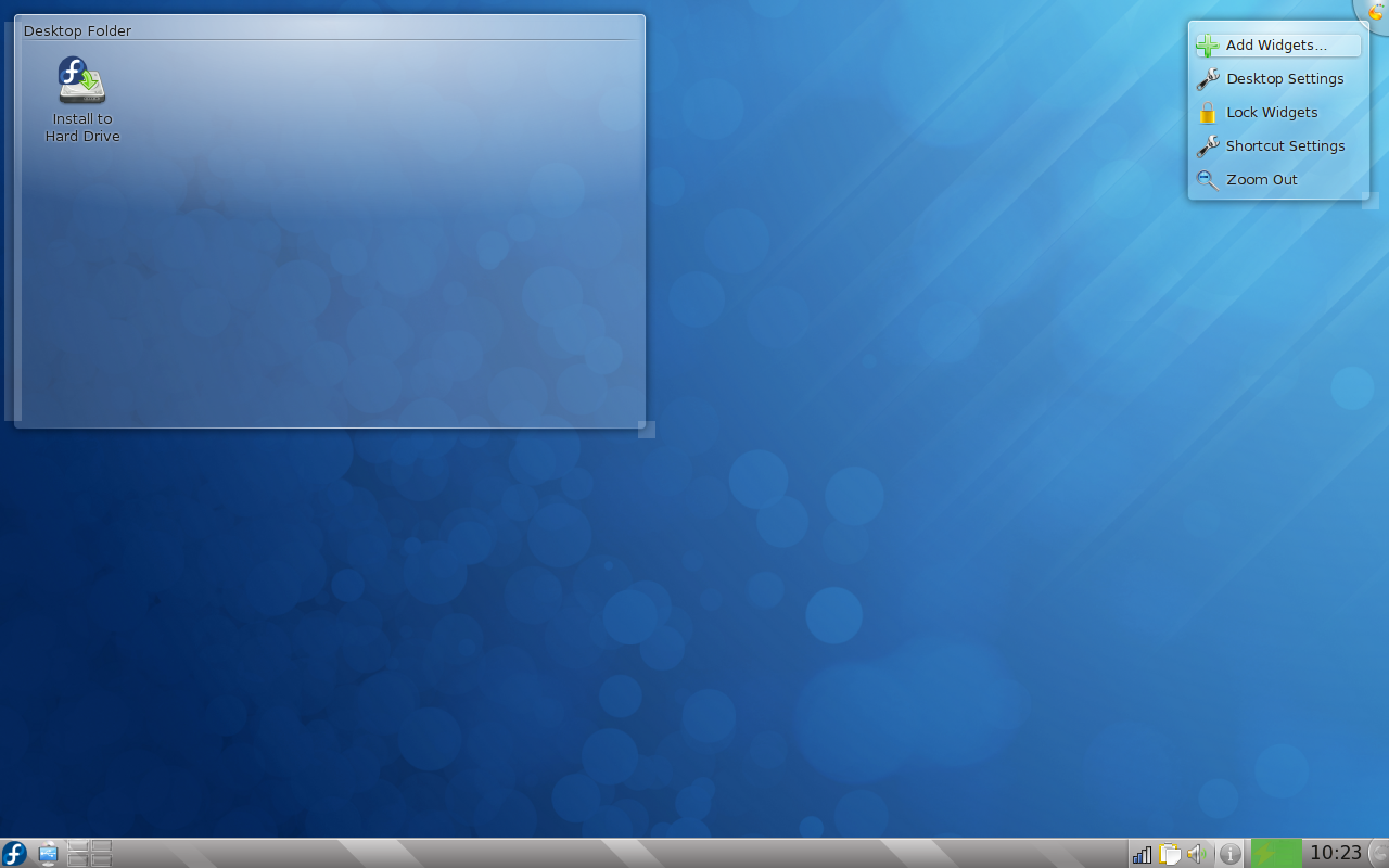 Fedora 12 KDE Desktop Menu