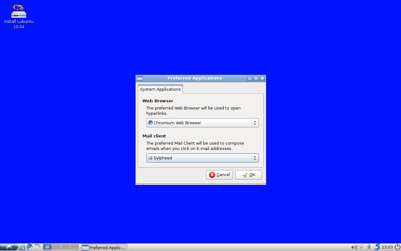 Lubuntu 10.04 Default Applications