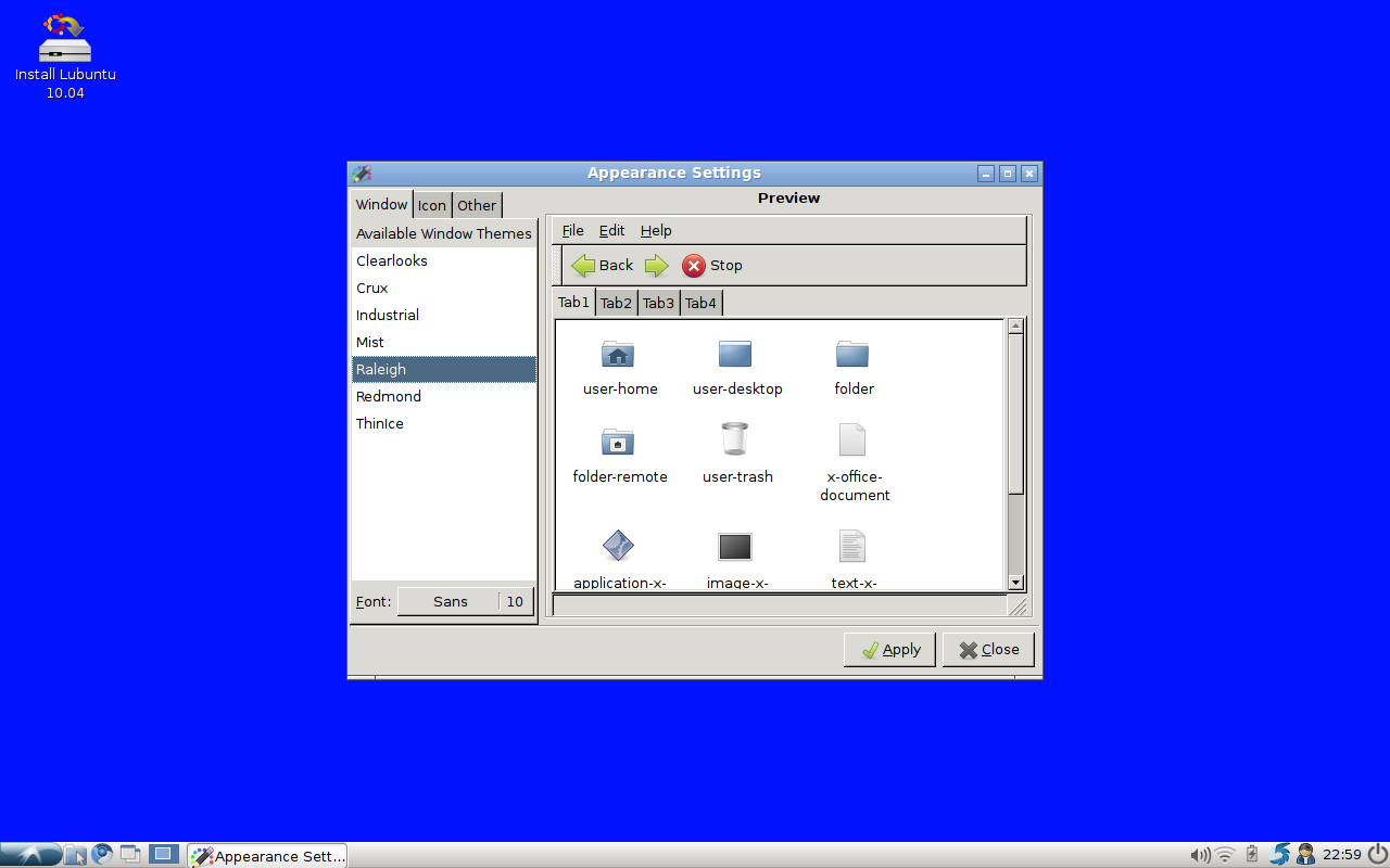 Lubuntu 10.04 Appearance