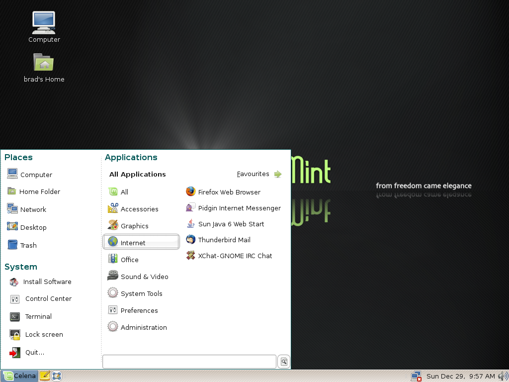Linux Mint 3.1 Menu