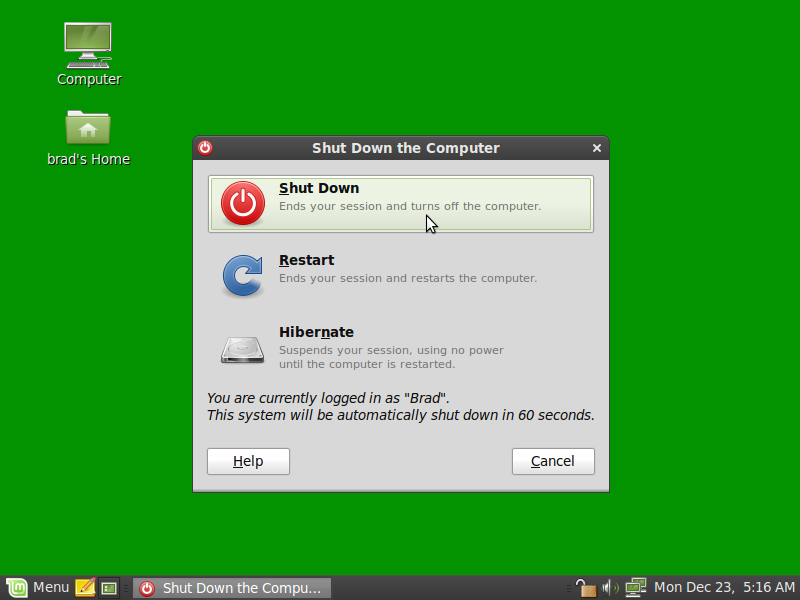 Linux Mint 8 Shutdown