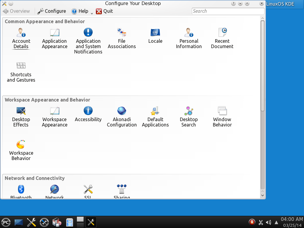 PCLinuxOS KDE Control Panel