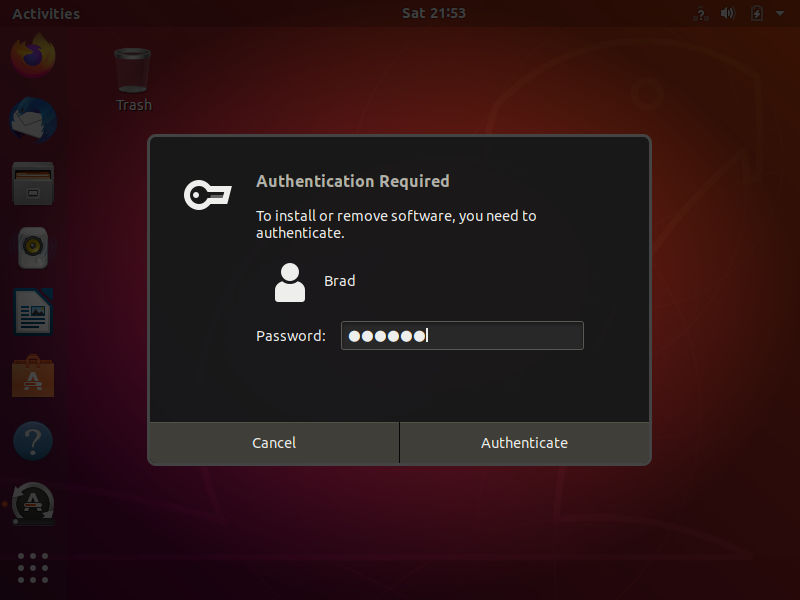 Ubuntu 18.04 Dialog box