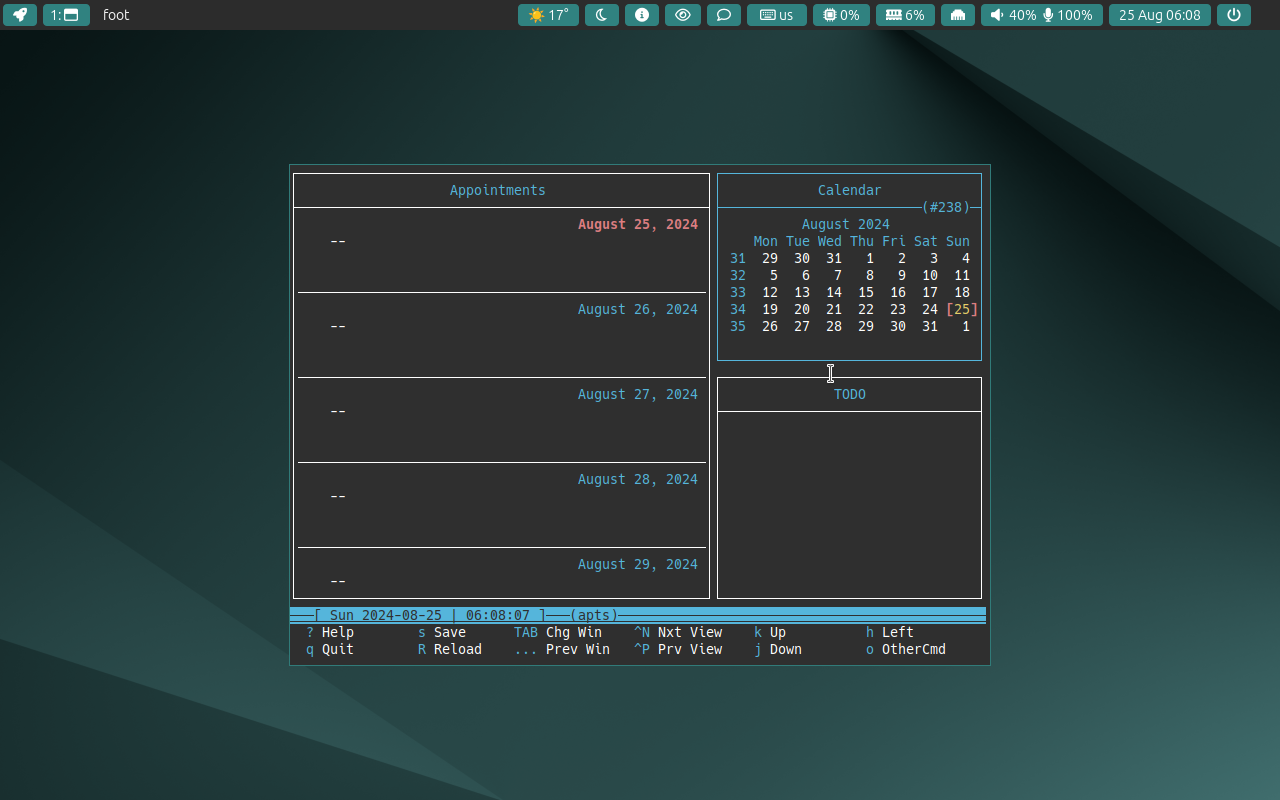 Ubuntu Sway Calendar