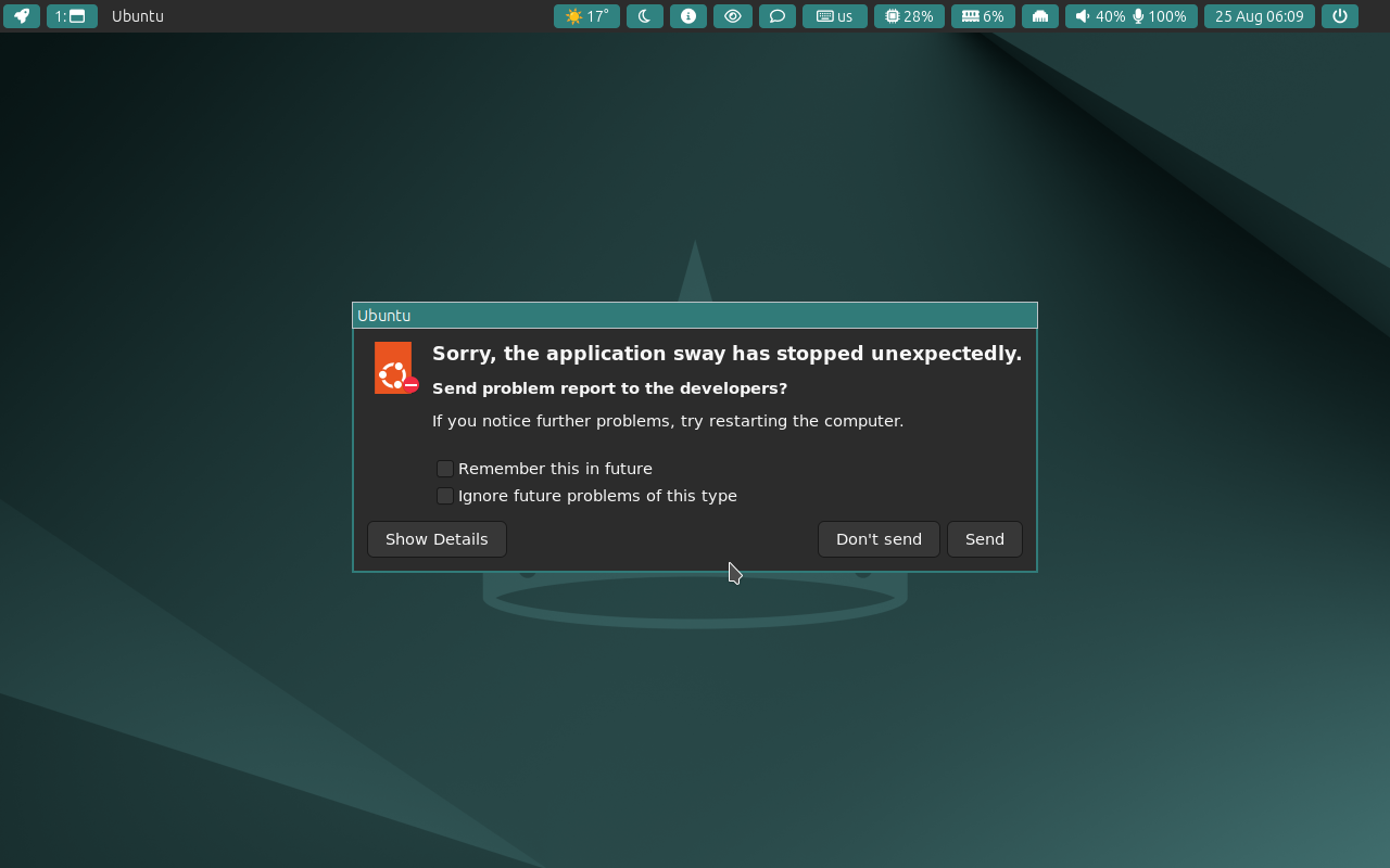 Ubuntu Sway Error message
