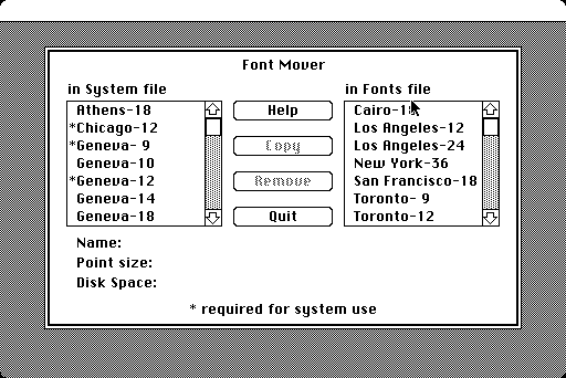 Mac System 1.1g Application running