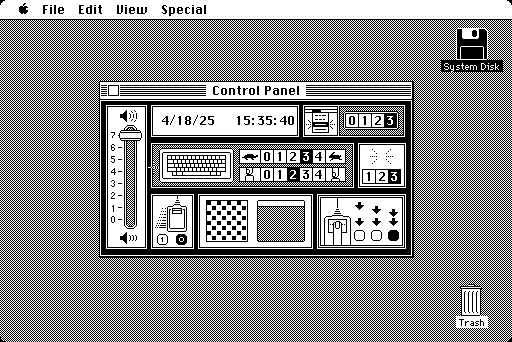 Mac System 1.1g Control panel