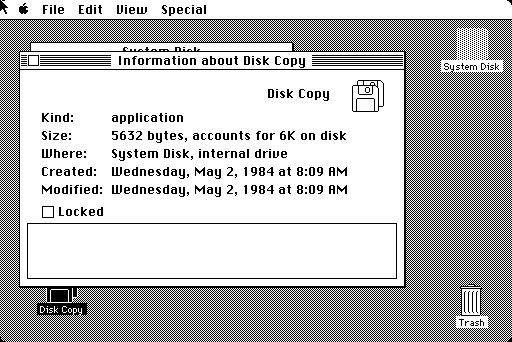 Mac System 1.1g Get Info