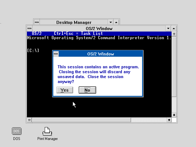 OS/2 1.3 Close