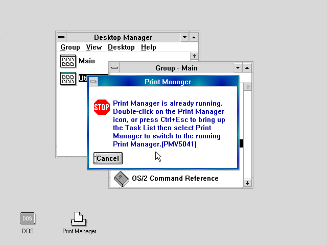 OS/2 1.3 Already open
