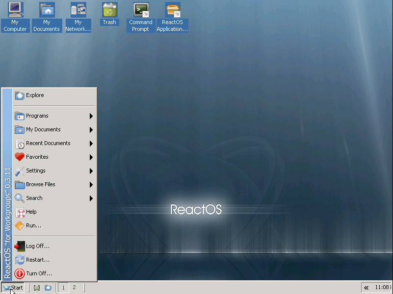 ReactOS 0.3.11 Start Menu