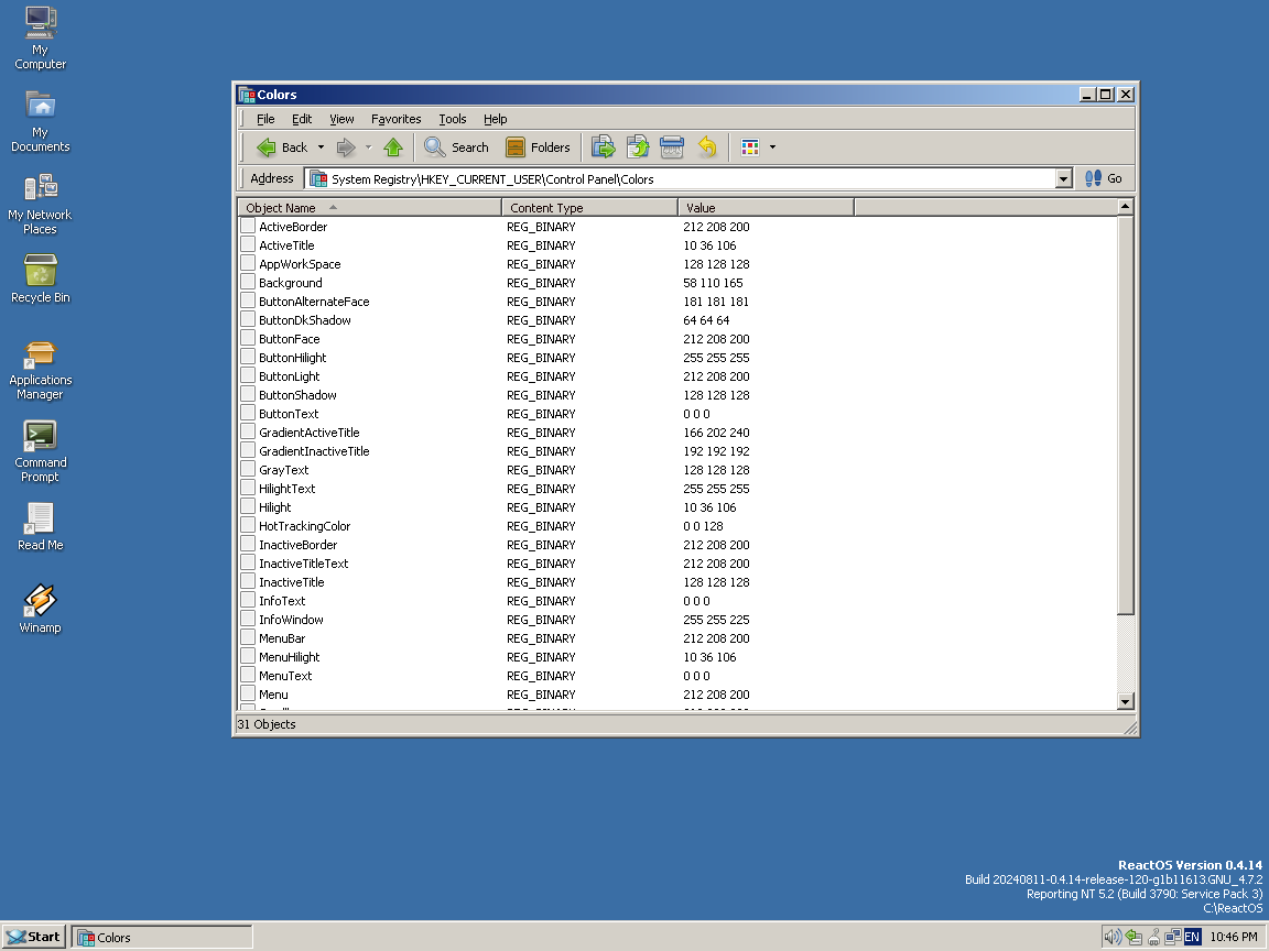ReactOS 0.4.14 Registry Editor