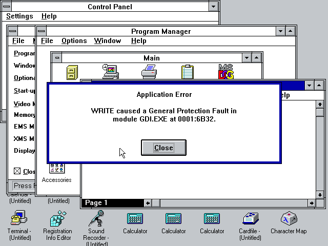 Windows 3.1 Crash
