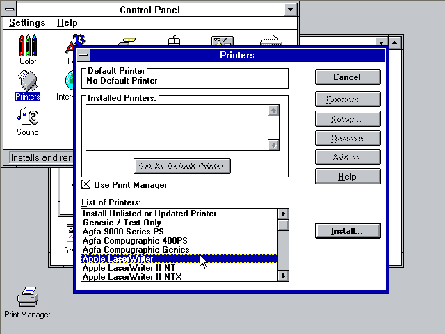 Windows 3.1 Printers