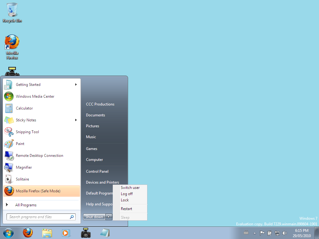 Windows 7 RC Shutdown