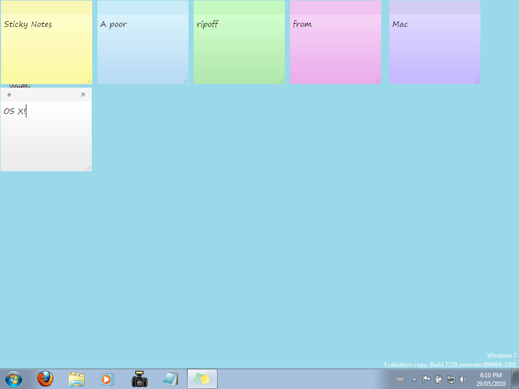 Windows 7 RC Sticky Notes