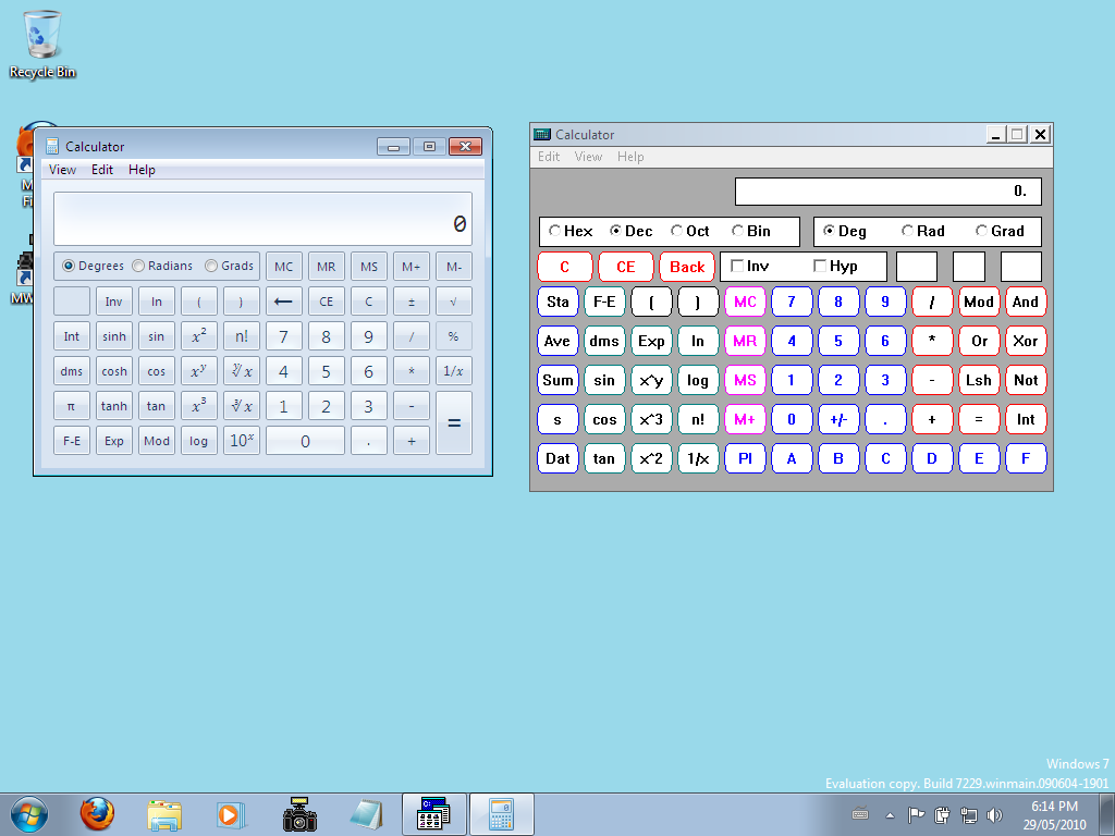 Windows 7 RC Calculators