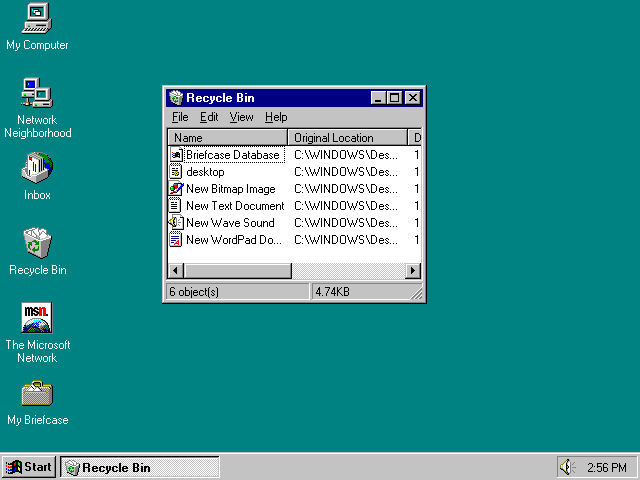 Windows 95 Recycle Bin