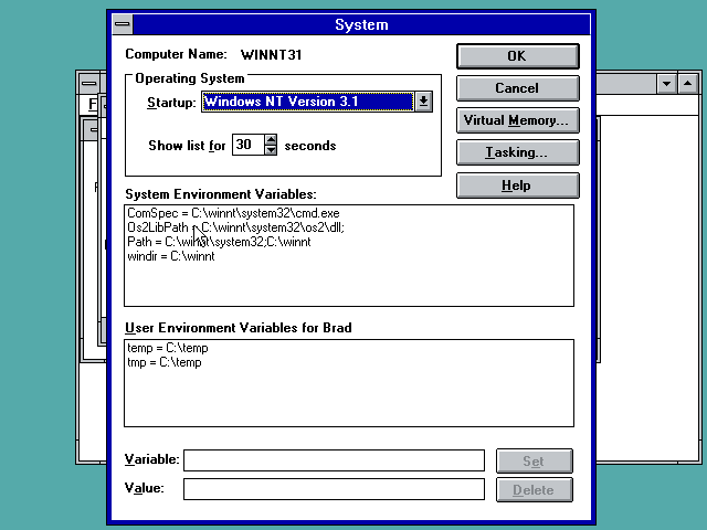 NT 3.1 System settings