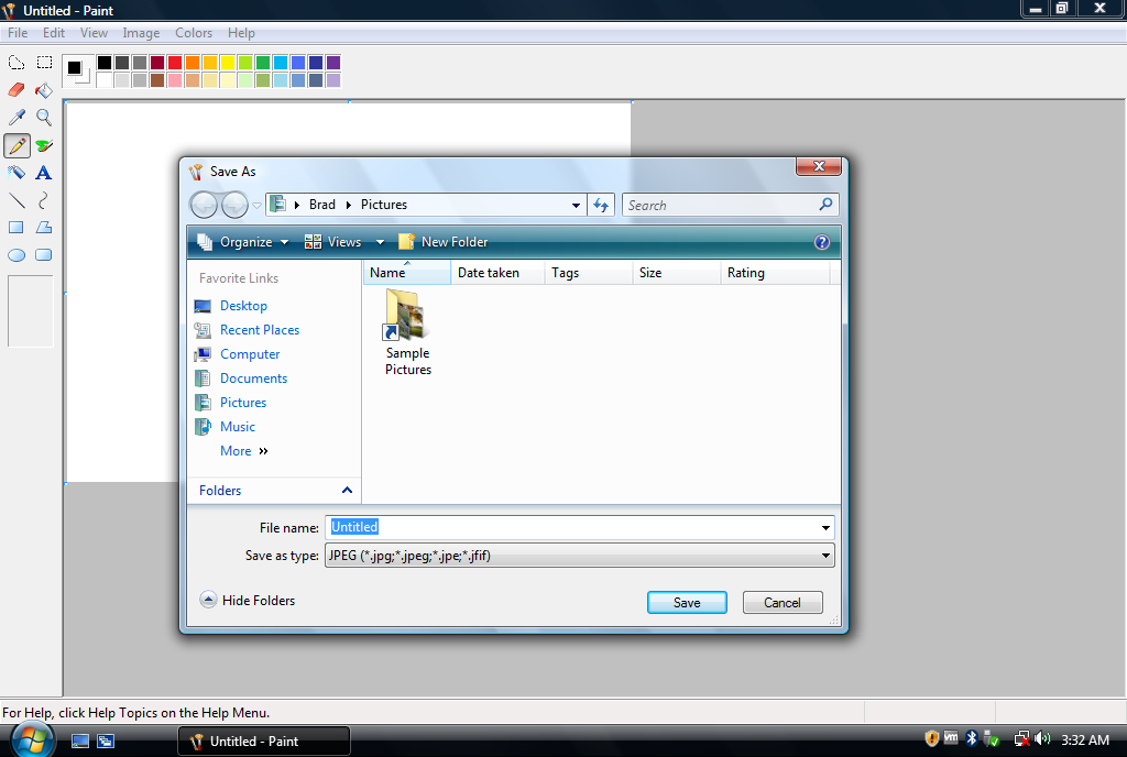 Windows Vista Save As