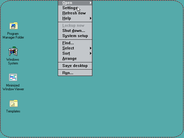 Workplace Shell Menu